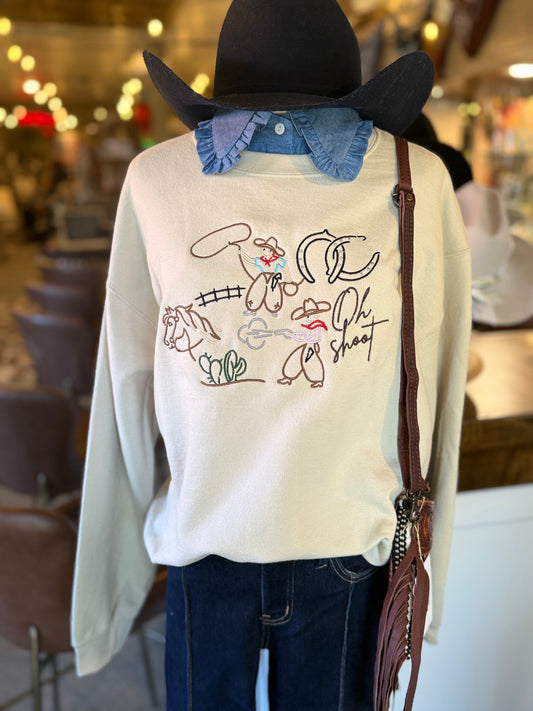 Oh Shoot Embroidered Crewneck