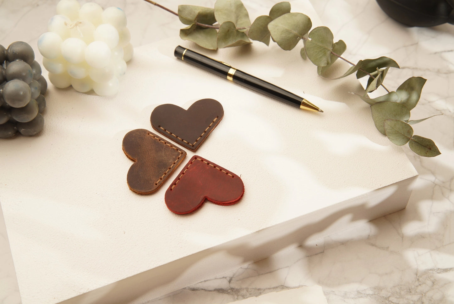 Leather Heart Bookmarks
