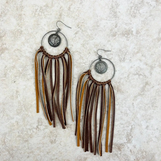 Hoop Coin Fringe Earrings