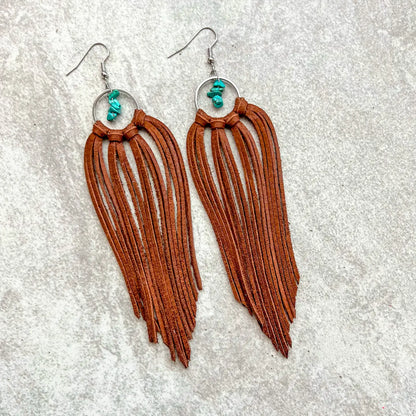 Bozeman Fringe Earrings w/Turquoise Beads