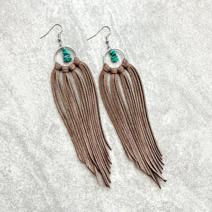Bozeman Fringe Earrings w/Turquoise Beads