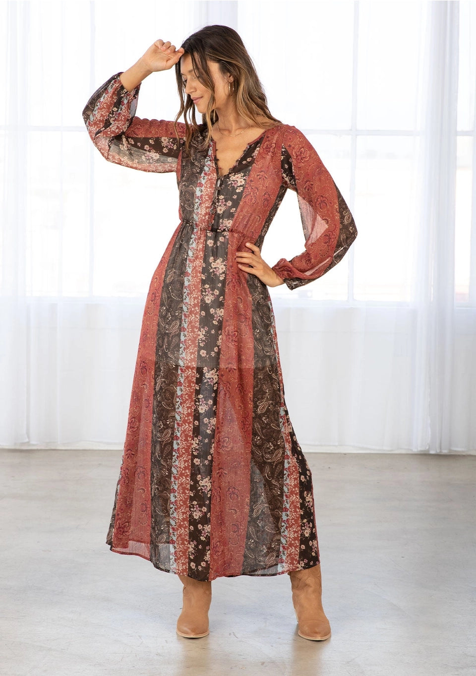 Red Rock Bloom Sheer Dress