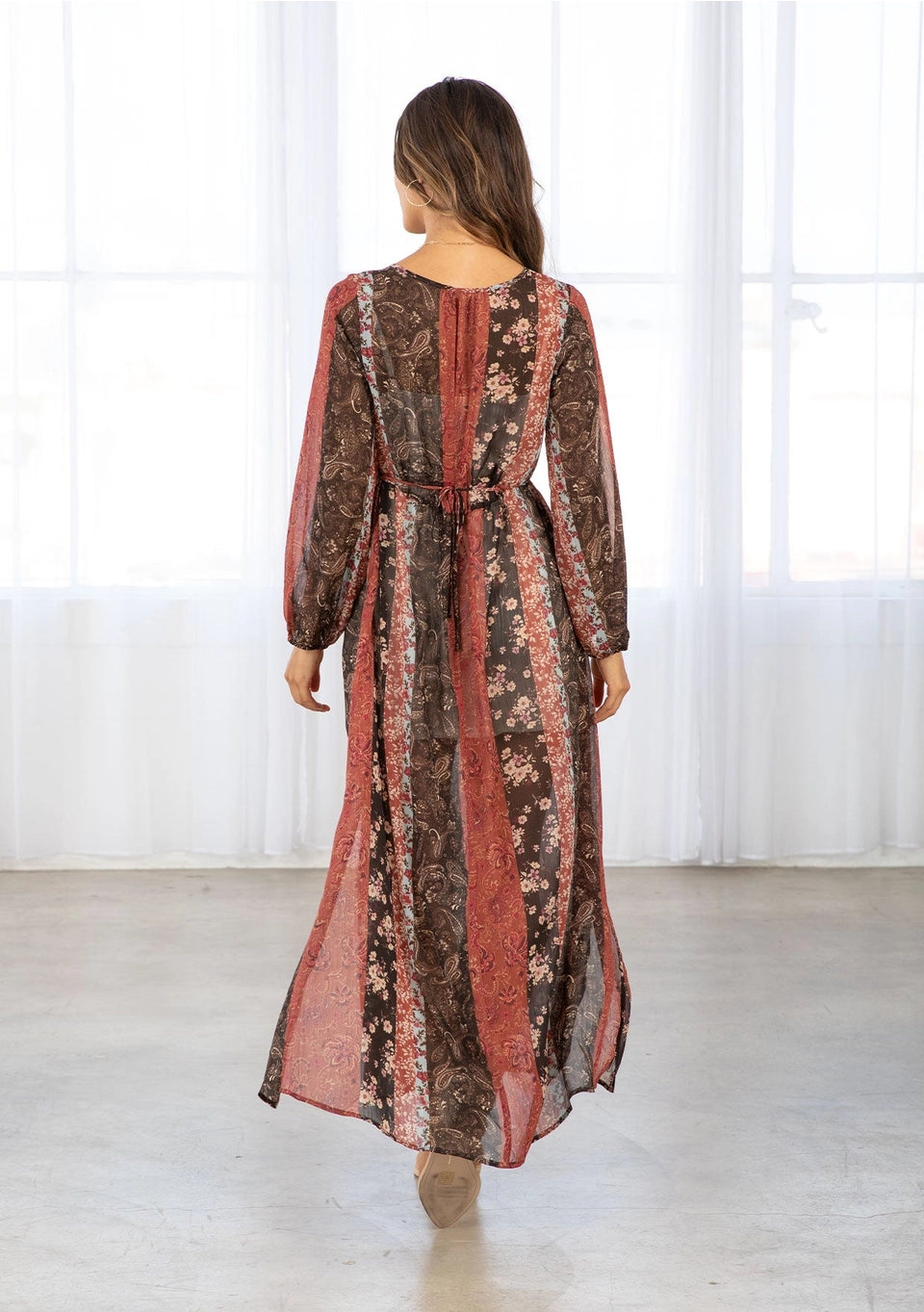 Red Rock Bloom Sheer Dress