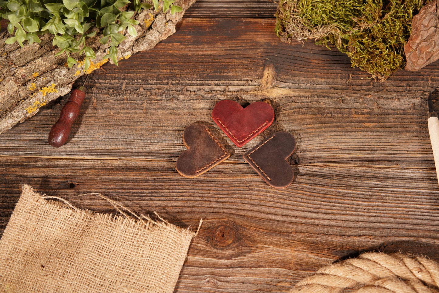 Leather Heart Bookmarks