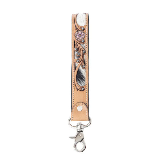 Pasture Petals Handtooled Keyfob