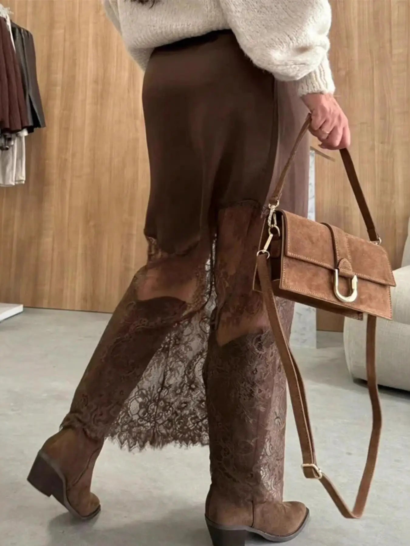 Whiskey Lace Midi Skirt