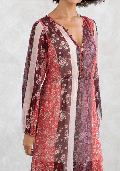 Red Rock Bloom Sheer Dress