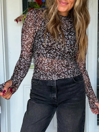 Ditsy Mesh Floral Top