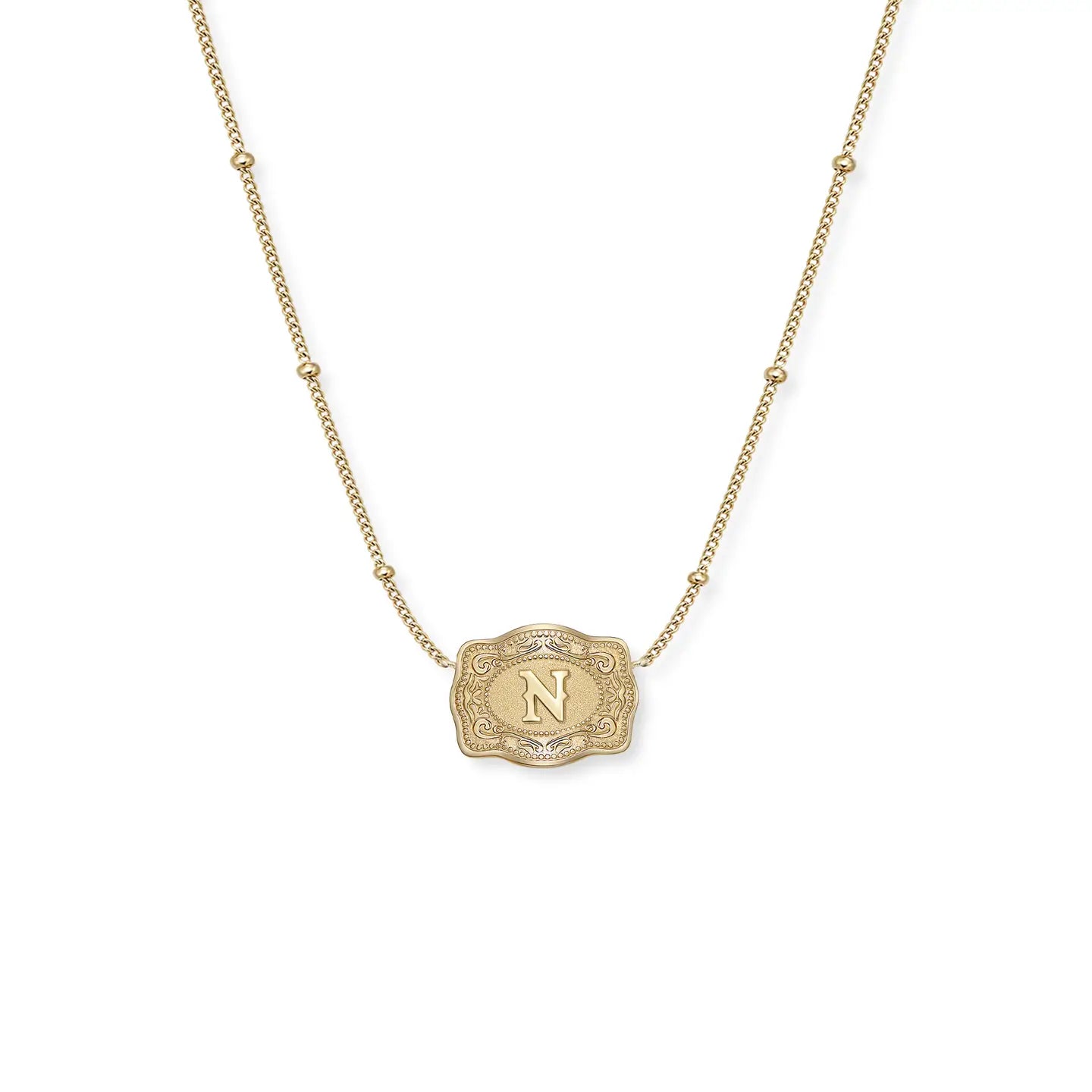 Gold Ultra Mini Belt Buckle Initial Necklace