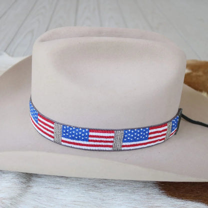 Beaded Flag Hat Band