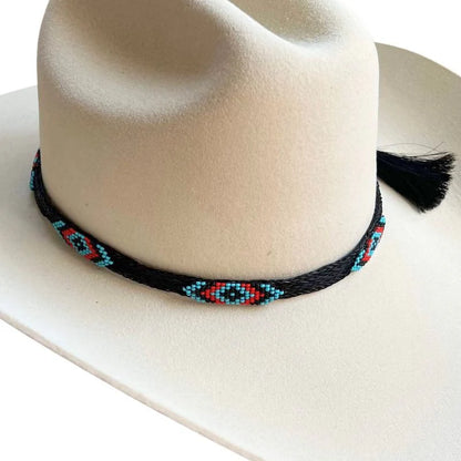 Blue Roan Beaded Horsehair Hat Band