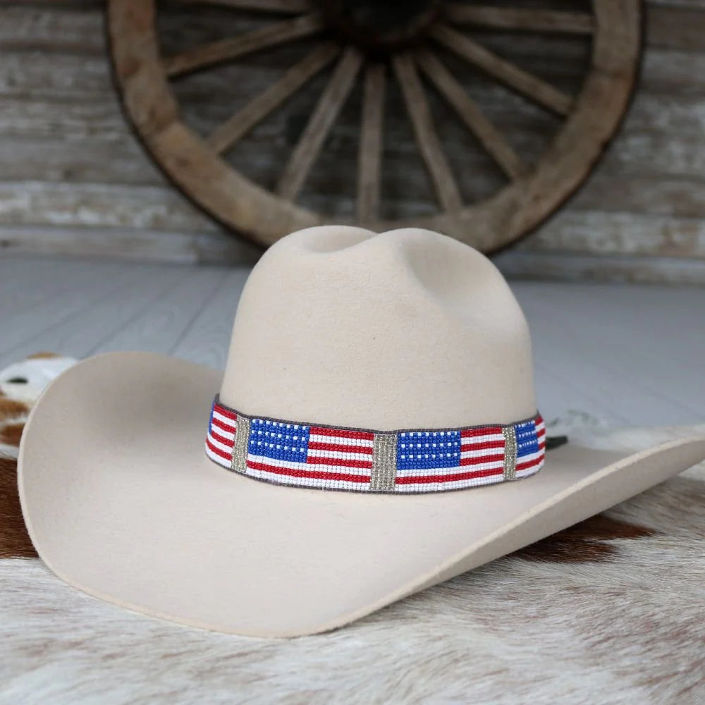 Beaded Flag Hat Band