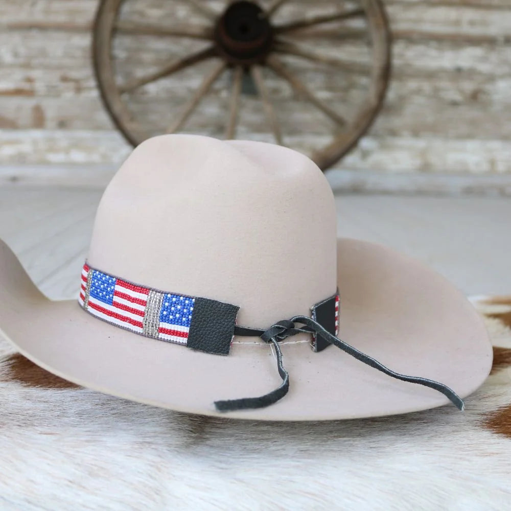 Beaded Flag Hat Band